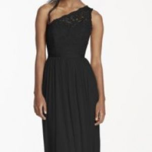 Davids Bridal Long One Shoulder Lace Bridesmaid